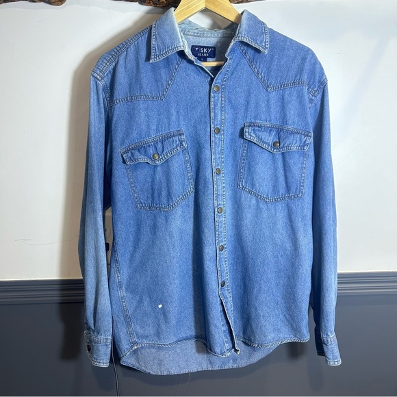 Sky Jeans Vintage Denim Button Down Western Pocket Details - Picture 1 of 12